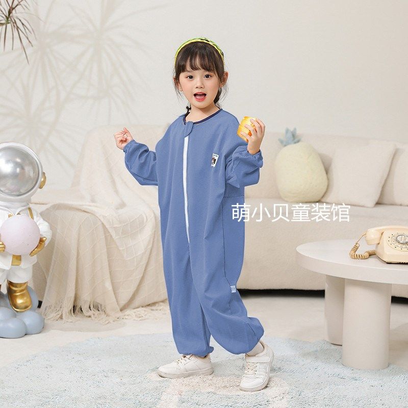 宝宝连体罩衣儿童全身防护吃饭婴儿外出防脏爬爬服男女宝宝四季款