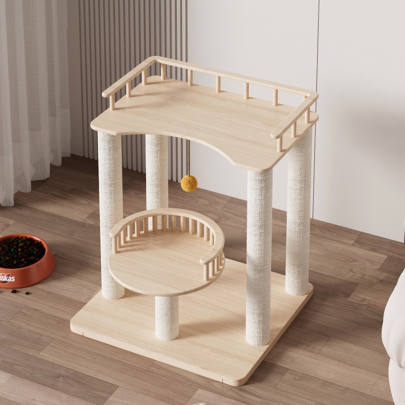 猫爬架猫窝猫树一体家用小型实木猫架太空舱剑麻柱大床猫抓板跳台