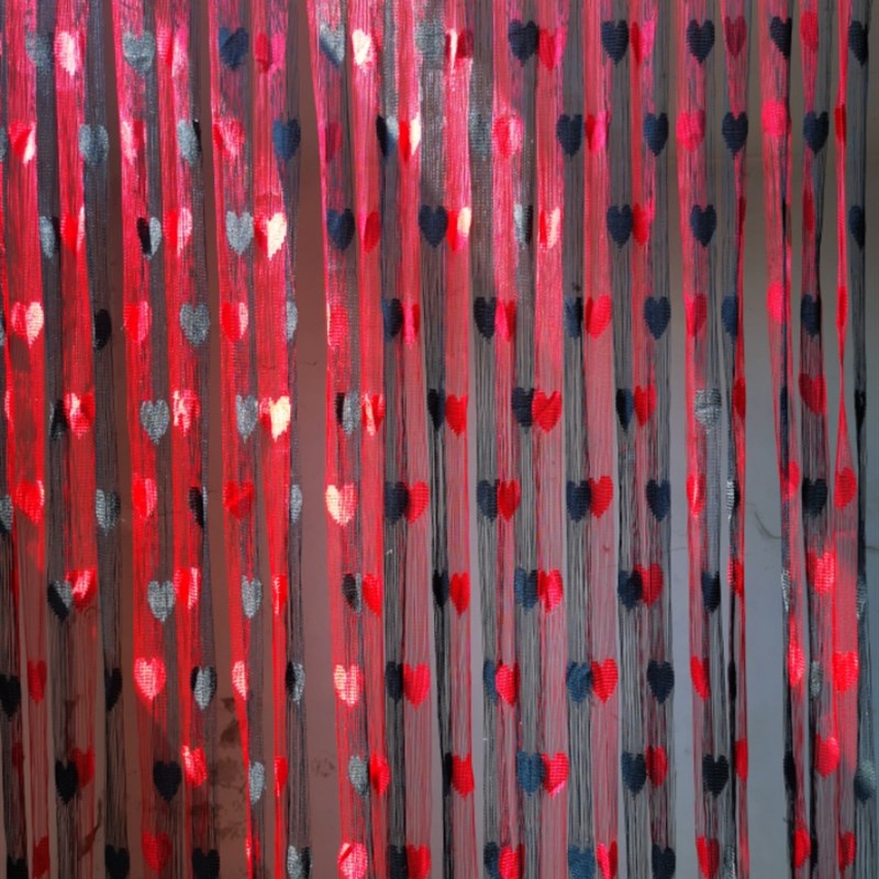 魔术贴加密成品爱心门帘 自粘桃心线帘 客厅卧室装饰隔断帘窗帘