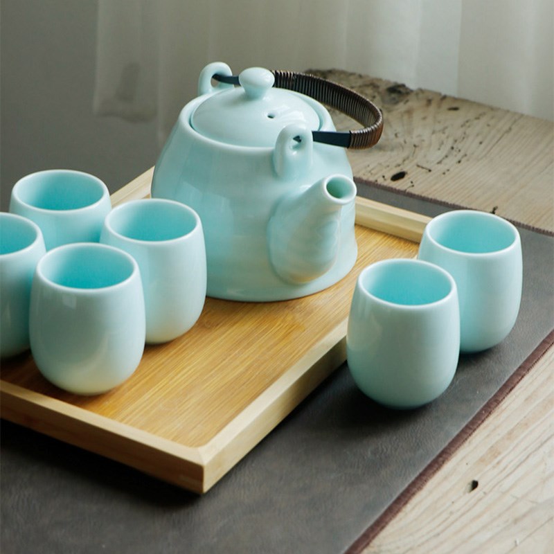 简约影青瓷家用茶具套装景德镇陶瓷大号整套功夫茶具中式日式茶壶