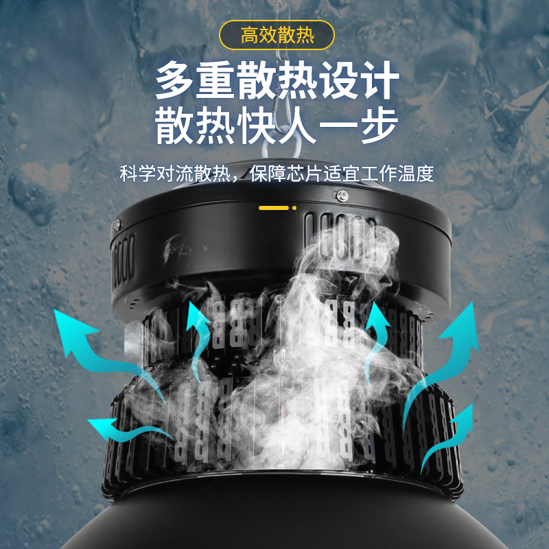 黑色鳍片led工矿灯厂房车间仓库篮球场50W100W工业照明吊灯高地塔