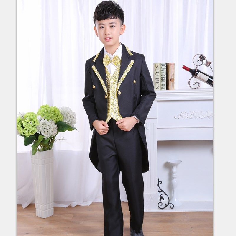 六一儿童燕尾服钢琴演奏男童舞台主持礼服套装演出服结婚花童