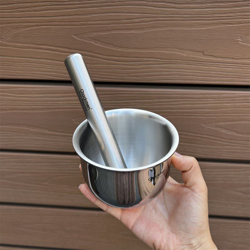 18/10不锈钢加厚实心捣蒜器石臼子捣碎罐家用研磨器药盅压蒜泥器