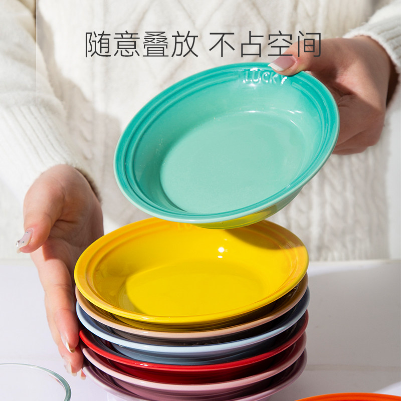 猫碗陶瓷猫咪餐盘酷彩猫粮碗猫食盆宠物专用水碗饭碗猫盘子防打翻