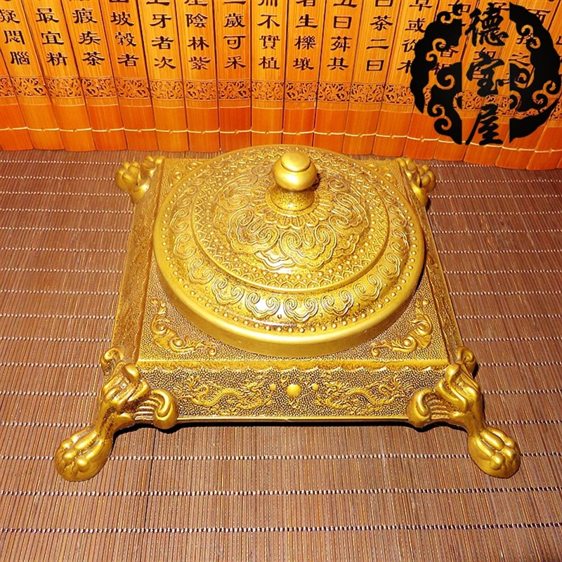 纯铜烟灰缸摆件带盖欧式黄铜工艺品创意复古创意客厅办公室大烟缸