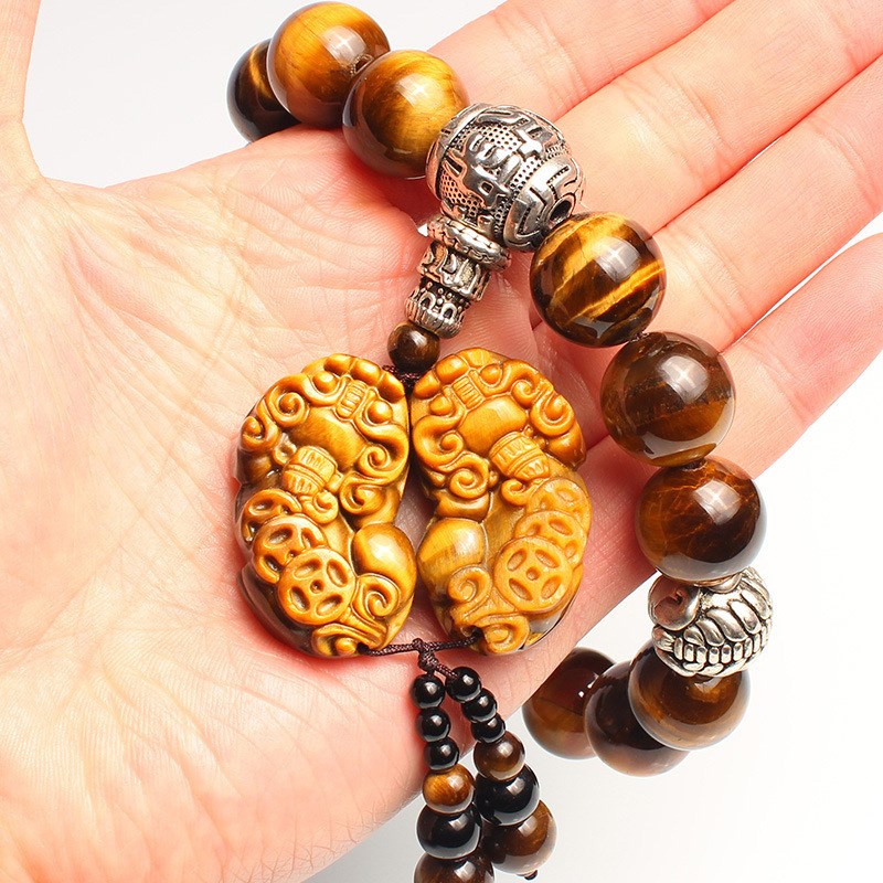 高档虎眼石汽车档位珠装饰貔貅佛珠自动挡把挂饰车内用挂件送礼品