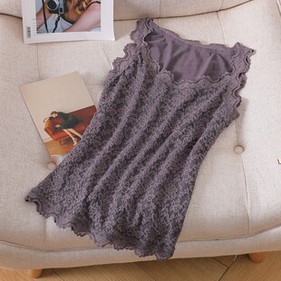 好看的蕾丝小背心女打底衫百搭无袖内搭立体钩花网纱内衬薄上衣女