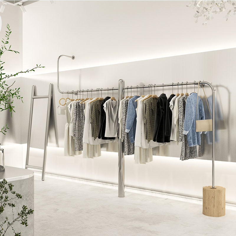 挂衣架服装店专用落地式女装店货架展示架上墙挂衣杆墙壁陈列架