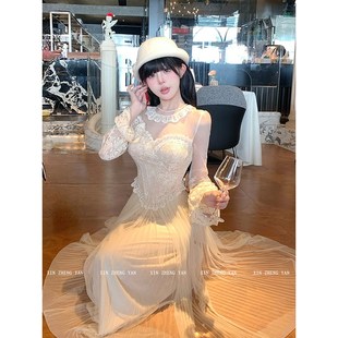 XZY 欣争艳 微胖mm纯欲甜美蕾丝拼接鱼骨上衣女秋冬网纱半裙套装