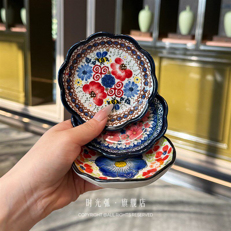 波兰碟子家用陶瓷调味碟蘸料碟创意复古酱料碟菜碟骨碟调料碟醋碟