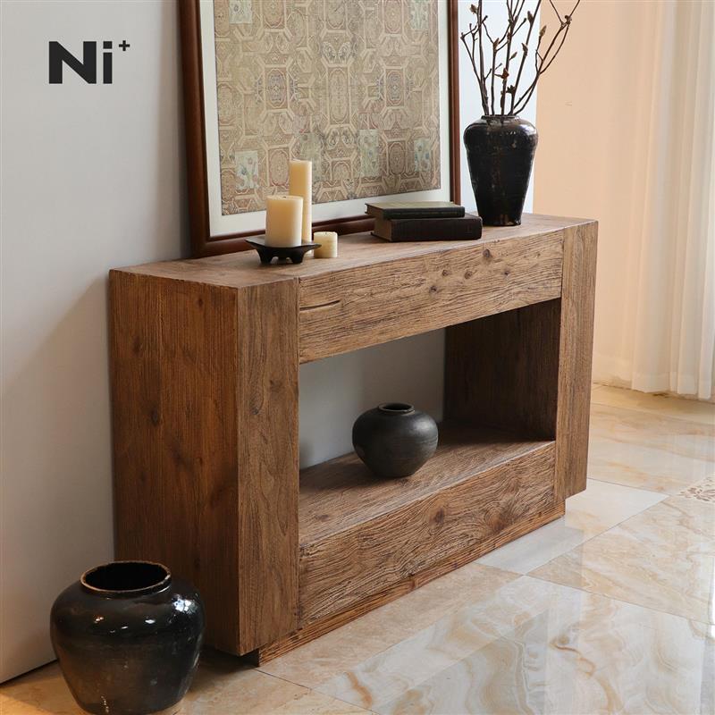 Ni+尼家实木入户玄关柜正对门高级感柜子客厅斗柜日式侘寂风边柜