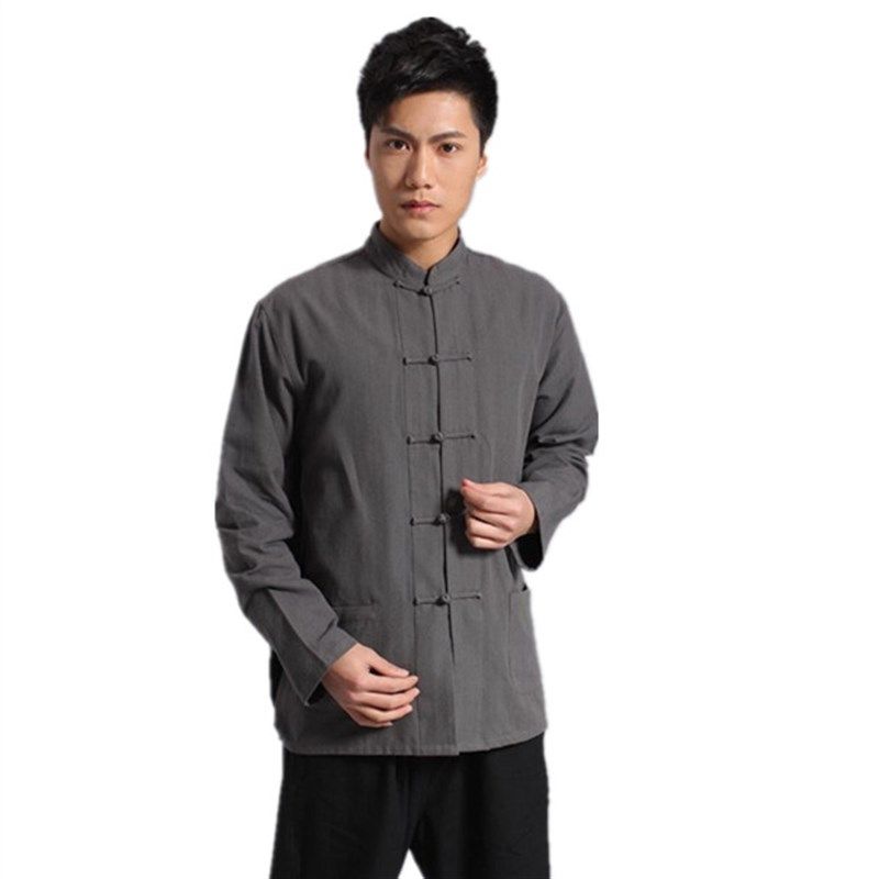 祥瑞唐春秋款纯棉老粗布唐装长袖男中式中年衬衣功夫打底衫居士服,男装,唐装,淘宝优惠券,粉丝福利购,淘宝优惠卷