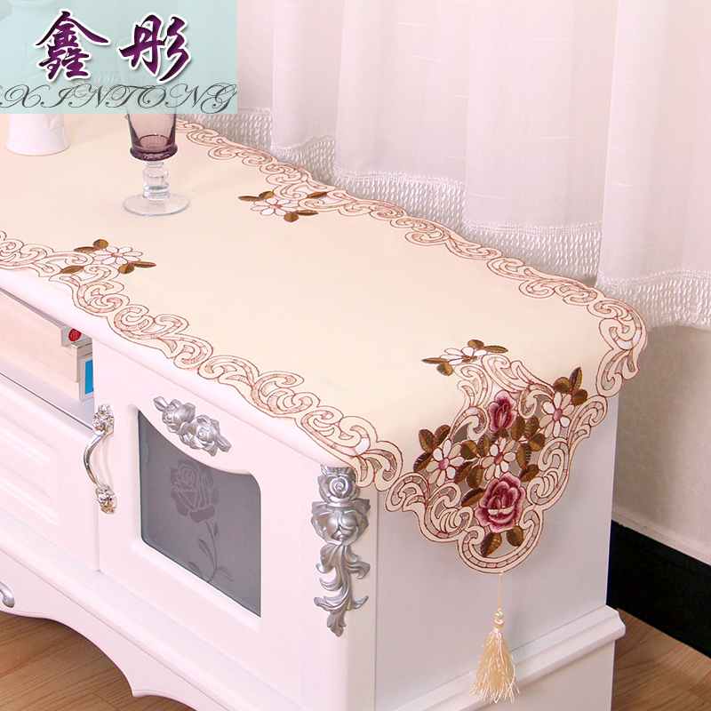 电视柜桌布布艺茶几桌旗电视柜盖布欧式长方形条几电视柜上的铺布