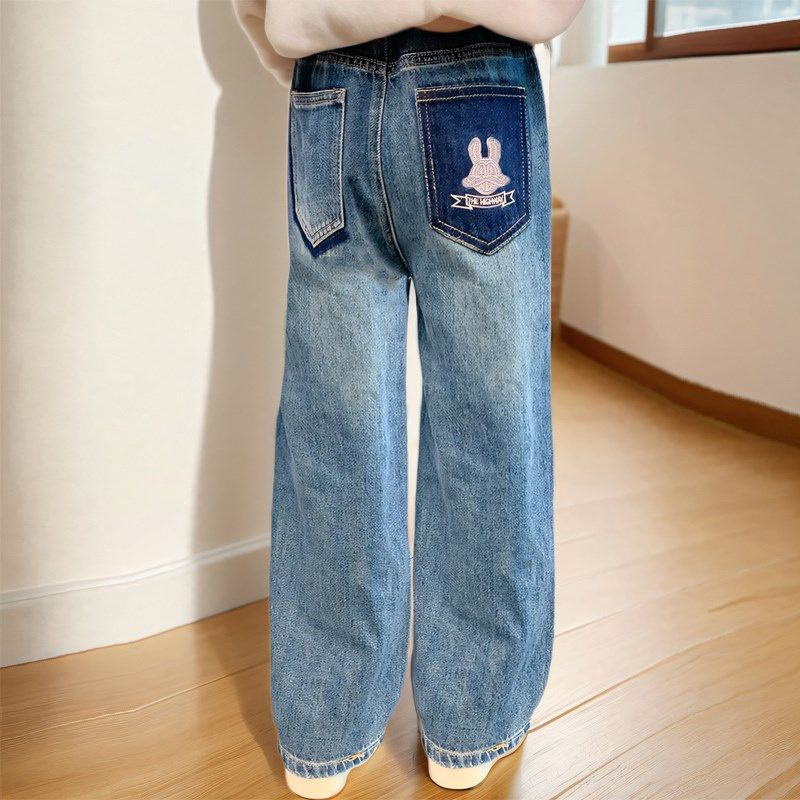 女童裤子春秋款2024新款儿童秋装牛仔裤中大童秋季女孩休闲阔腿裤,童装/婴儿装/亲子装,儿童牛仔裤,淘宝优惠券,粉丝福利购,淘宝优惠卷