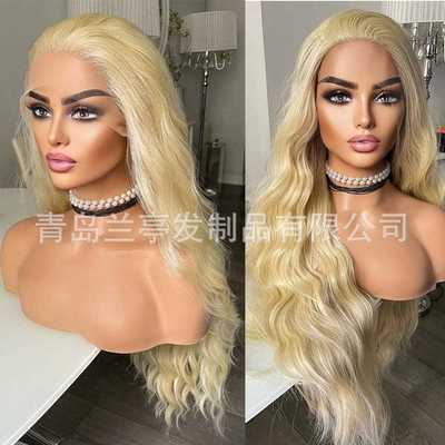 直销新款欧美假发女士金色全前蕾丝假发Wigs小卷长卷发化纤头套