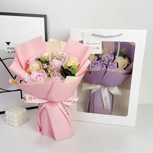 直销新款玫瑰花香皂花束成品情人节七夕送女生礼物节日礼品肥皂花