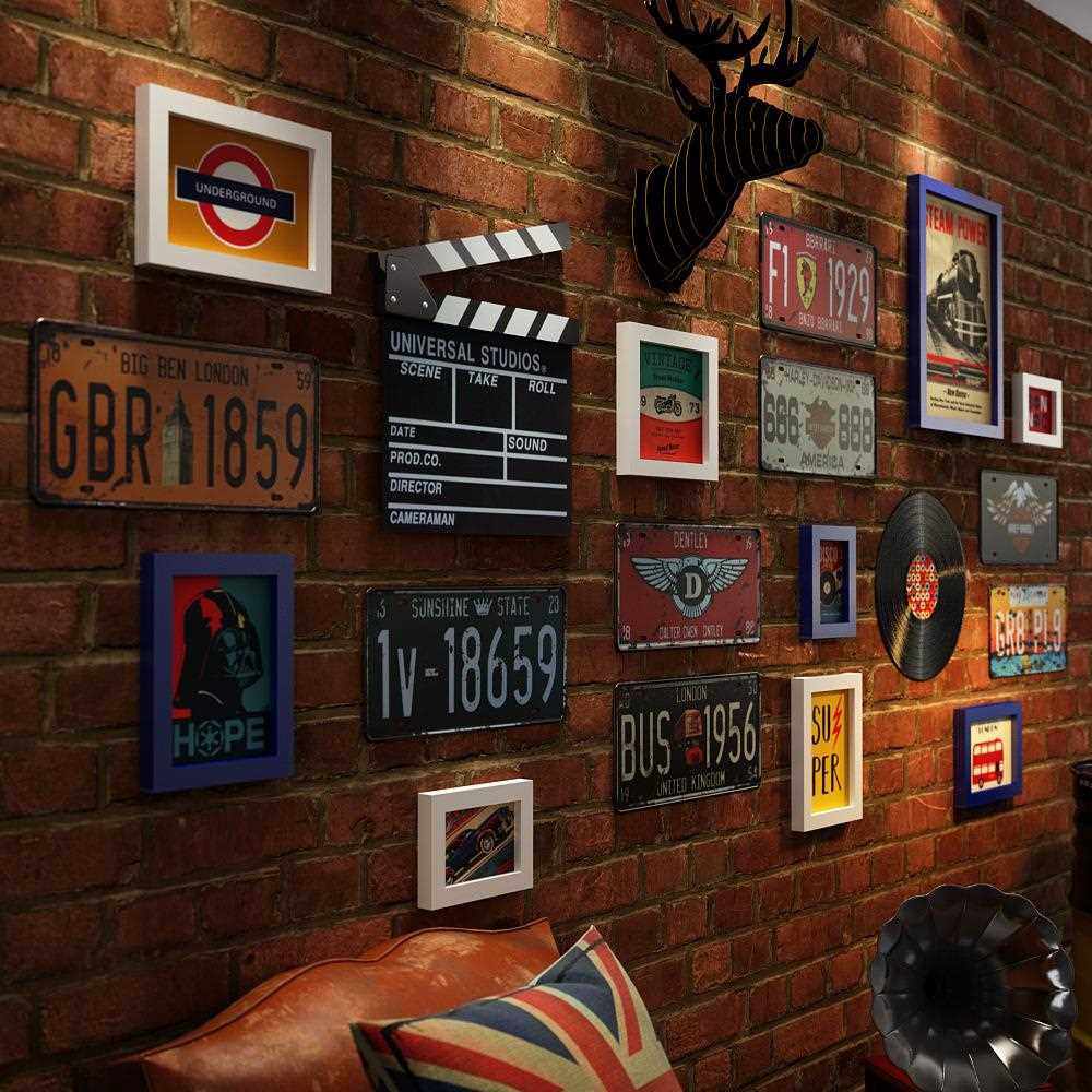 新款直销高分子_08复古照片墙餐馆车牌组合相框工业风装饰画可换,家居饰品,DIY亲子装饰画,淘宝优惠券,粉丝福利购,淘宝优惠卷