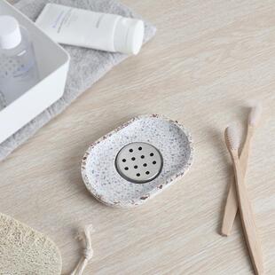 直销新款水磨石香皂盒椭圆形肥皂盒跨境沥水创意洗手洁面皂托碟卫