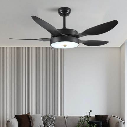 直销新款跨境变频led风扇灯客厅餐厅卧室静音五叶家用电扇吊灯风