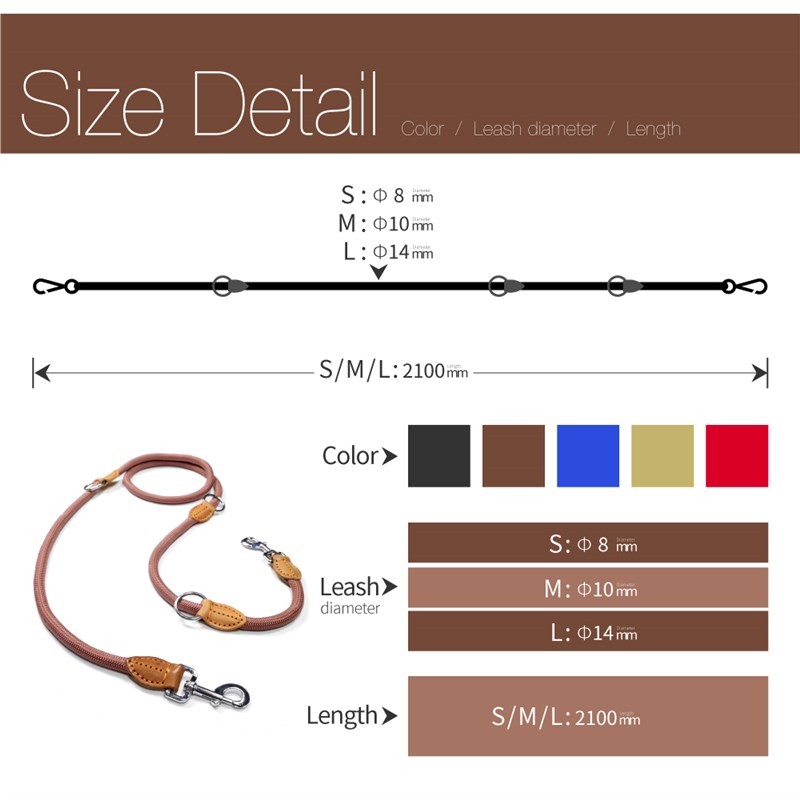 Multifunction Double Leash P chain Collar Two Dog Leashes Ny