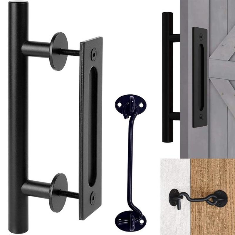 Black Barn Door Handle Heavy Duty Rust-proof Gate Pull Handl
