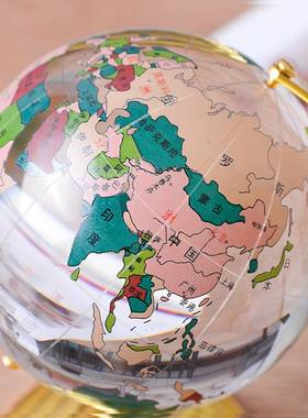 新疆包邮特价高档大小号水晶球地球仪摆件 彩色中文家居办公室装