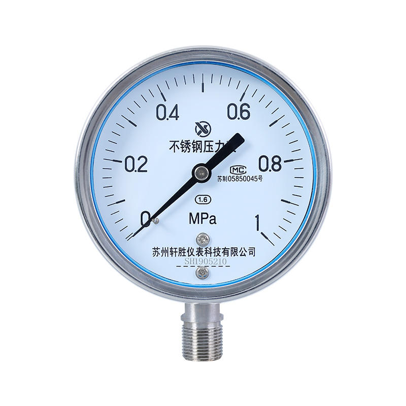Y100BF 1MPa全不锈钢压力表 防腐压力表 不锈钢耐高温蒸汽压力表