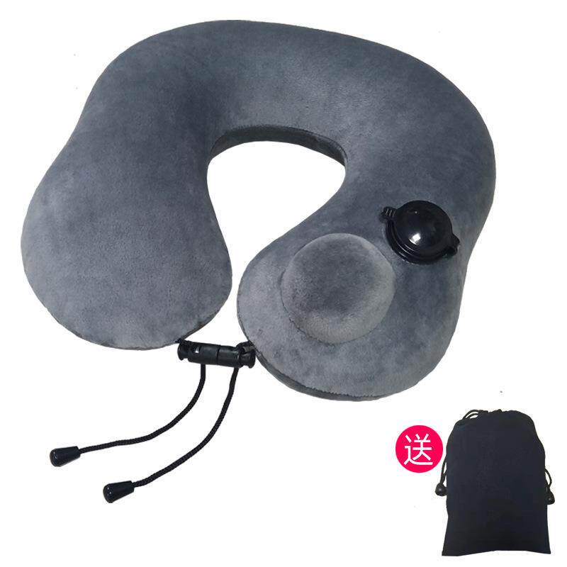 新款直销按压充气旅行枕U枕带枕套U型睡枕便携 护颈靠枕飞机枕头