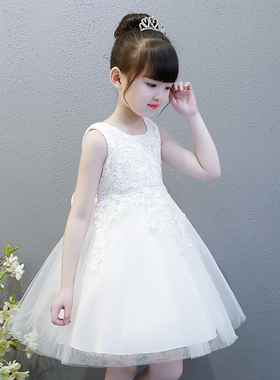 花童礼服公主裙女童连衣裙蓬蓬裙白色生日晚礼服儿童长袖演出服冬