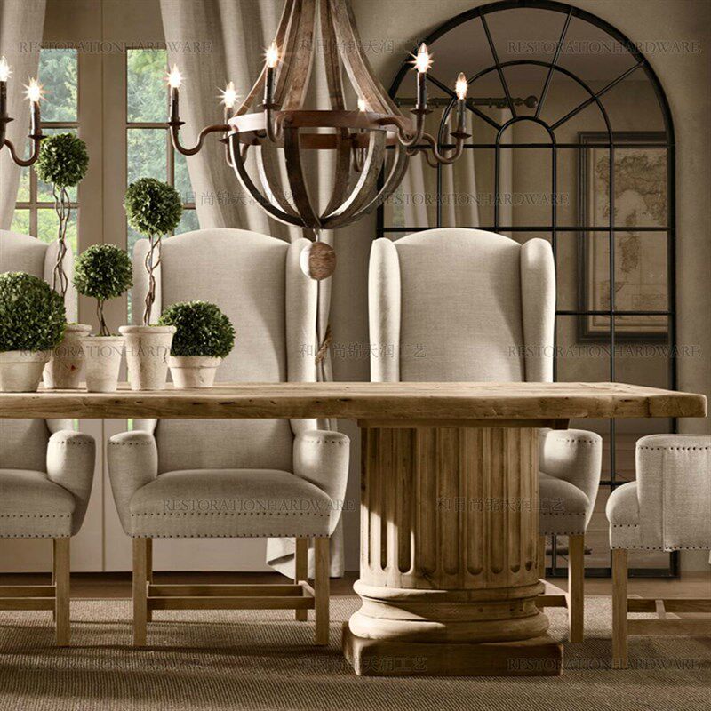 美式乡村黑胡桃木实木餐桌 白蜡木原木长桌/欧式粗犷工作台会议桌