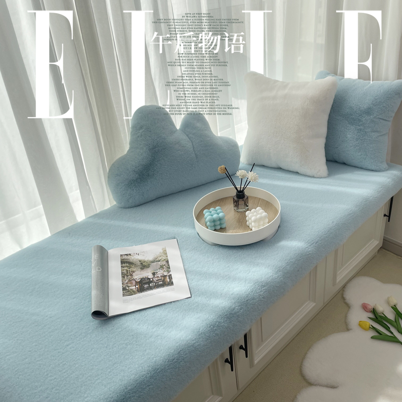 飘窗垫窗台垫子短毛绒卧室地毯公主风装饰仿兔毛垫榻榻米加厚坐垫