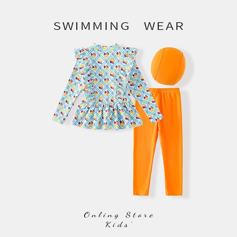 女童分体泳衣2025新款女孩海边沙滩长袖长裤游泳衣中小童防晒泳装