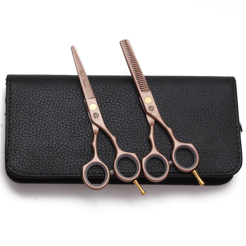 紫龙玫瑰金对称柄理发剪刀单尾美发平剪刘海打薄牙剪碎发套装工具