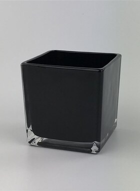 黑色白色正方形水培玻璃容器透明方缸水培铜钱草绿萝花盆小号包邮
