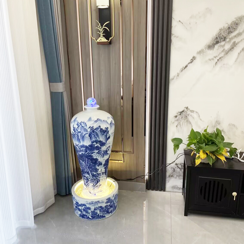 创意招财流水客厅办公室装饰品摆件桌面循环水新中式送礼开业礼物