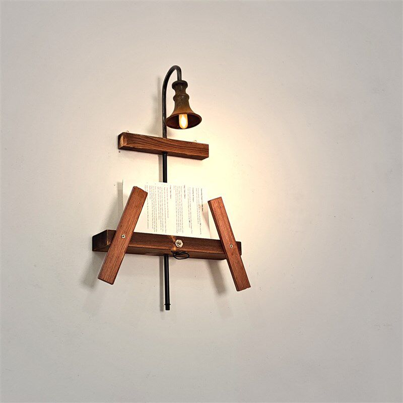 中古侘寂风复古民宿装饰氛围客厅卧室复古做旧木壁灯装饰日历挂架