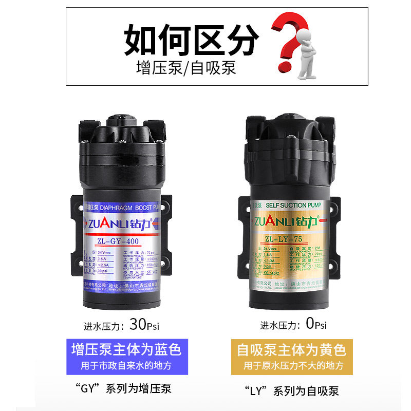钻力净水器水泵家用直饮抽水增压自吸泵RO纯水机24V电机通用配件