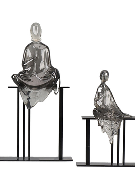 新中式水墨佛摆件样板房间客厅书房桌面办公室复古典软装饰工艺品