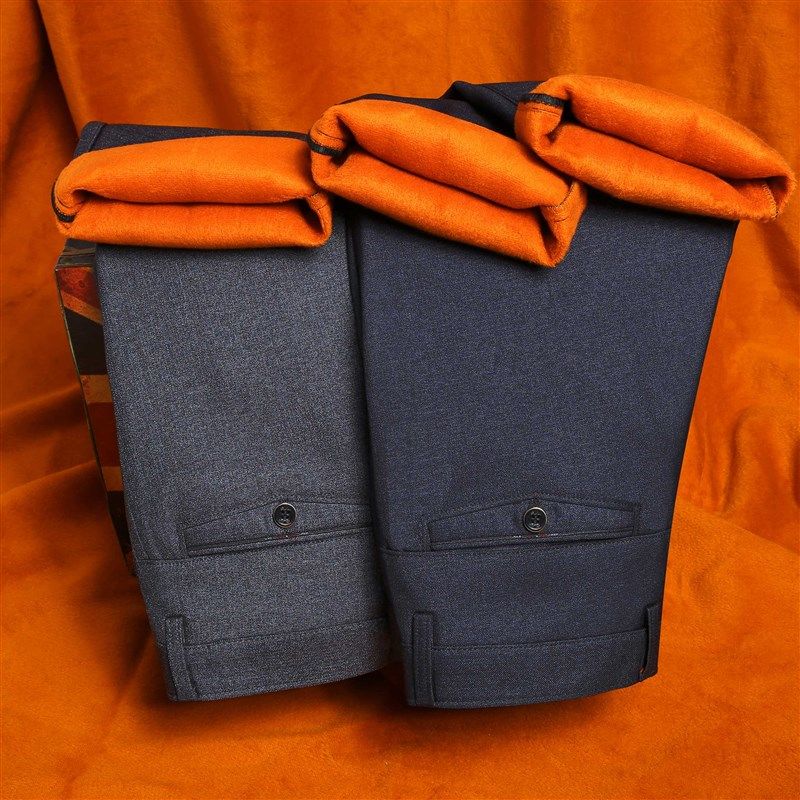 爸爸加绒裤子男士冬装休闲裤保暖宽松直筒高腰裤秋冬中老年西装裤