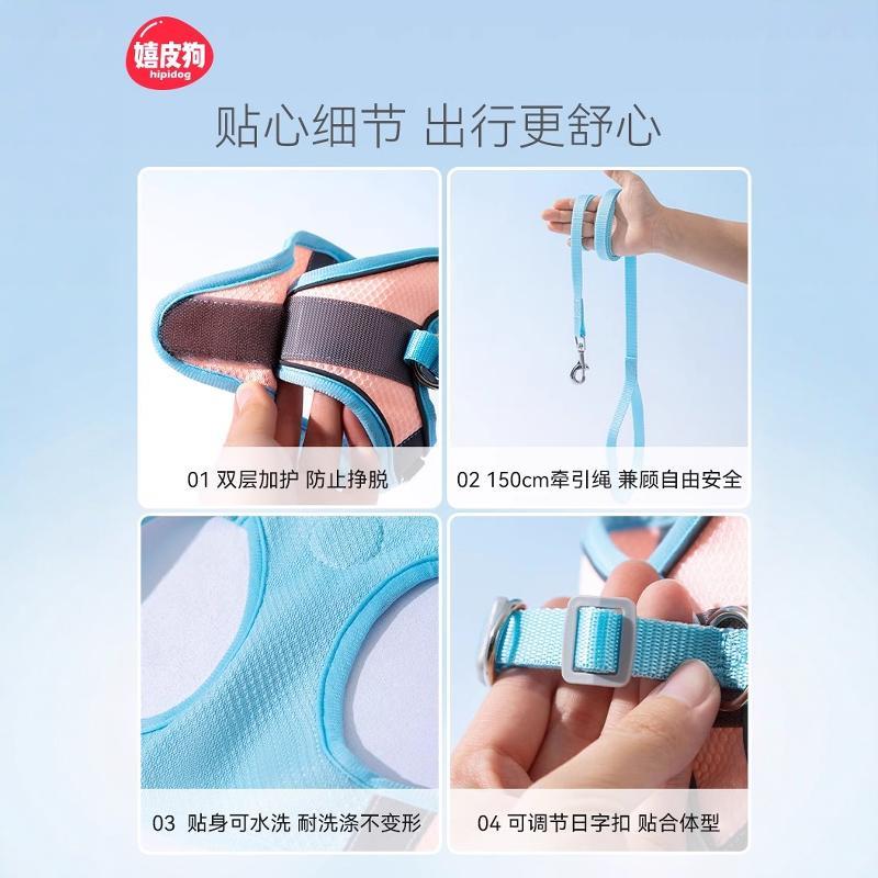 小狗狗牵引绳背心式遛狗绳子小型幼犬透气胸背带泰迪比熊宠物夏季