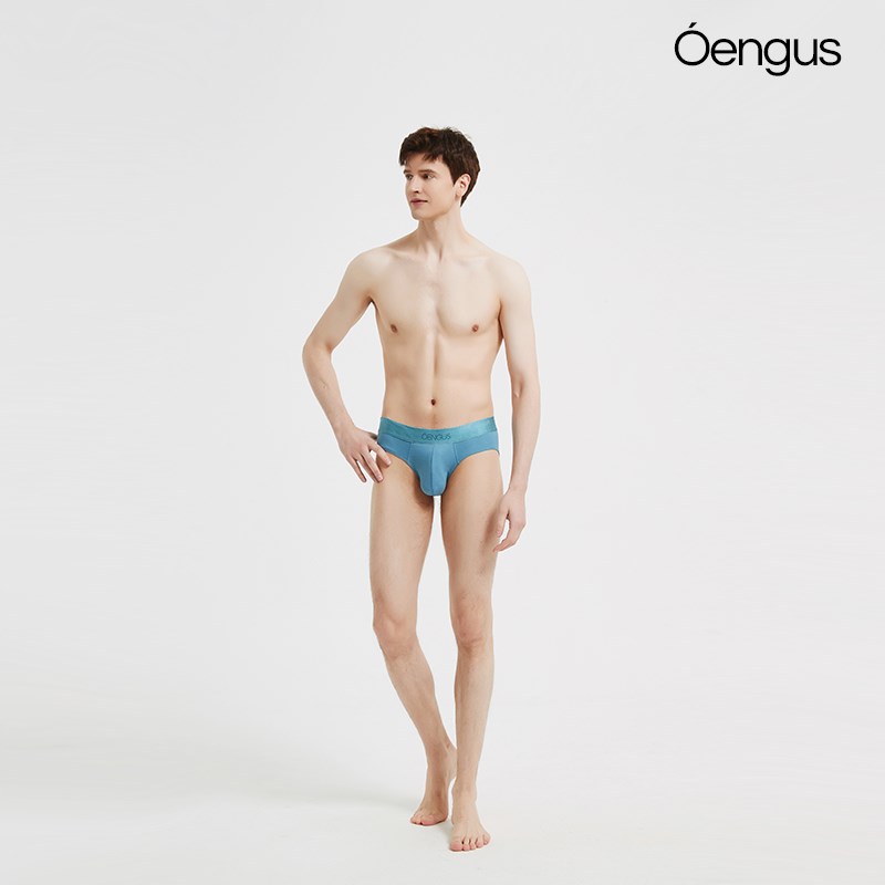Oengus竹炭纤维蓝色男士三角裤男性感简约竹纤维内裤男抗菌透气