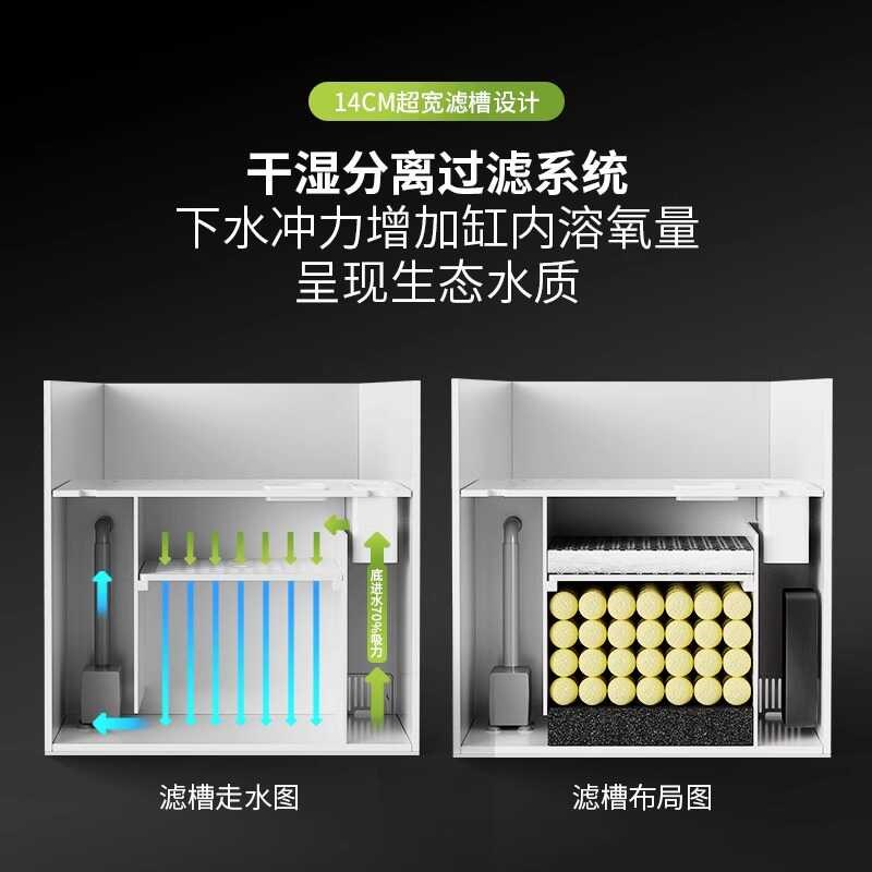 乌龟饲养缸超白玻璃侧滤龟鱼混养带爬台小型生态自循环家用乌龟缸