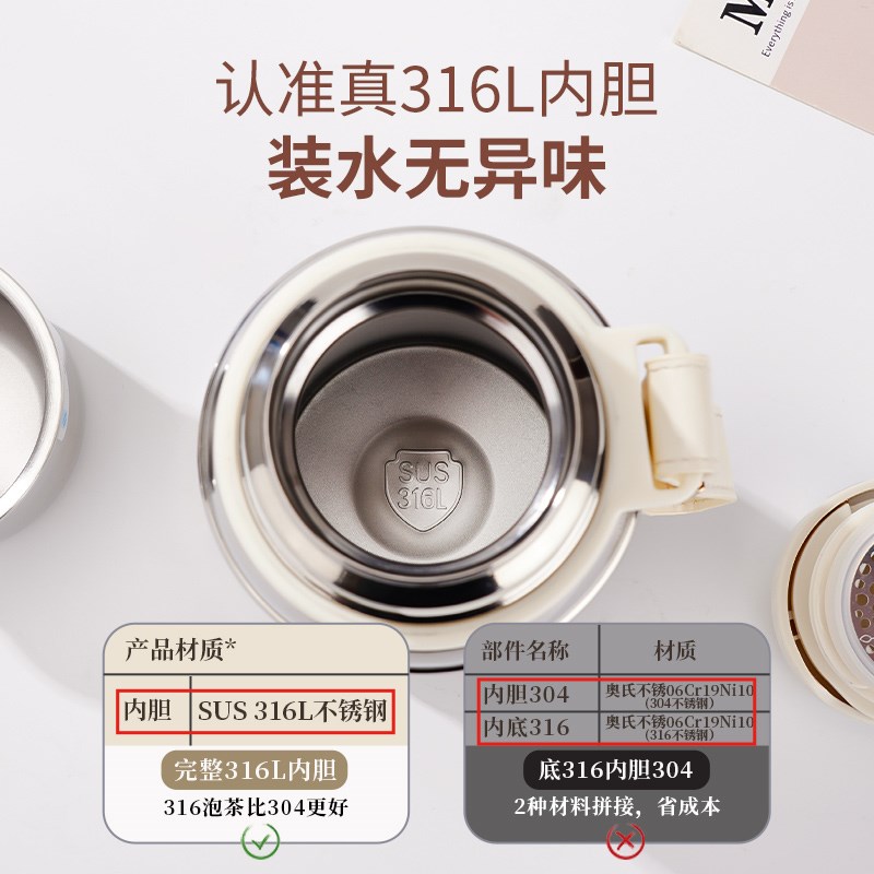 保温杯大容量女生款高颜值杯子新款316水杯办公室便携盖子可喝水