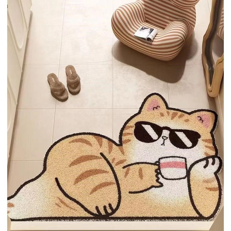 可裁剪进门防滑脚垫卡通可爱猫咪入户门地垫家用玄关丝圈耐脏门垫,居家布艺,入户地垫,淘宝优惠券,粉丝福利购,淘宝优惠卷