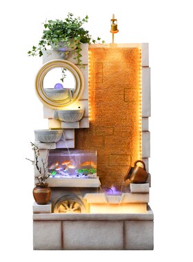 室内玄关流水摆件循环水景客厅落地喷泉轻奢家用风车水轮鱼缸造景