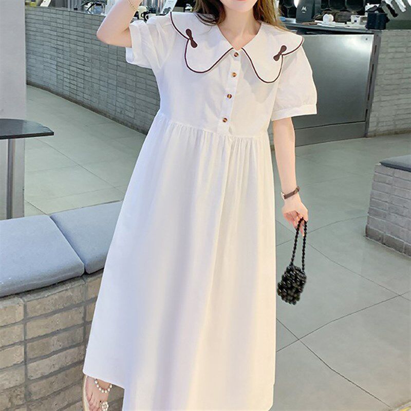 胖女孩裙子夏装胖童儿童衣服女大童加肥加大大码胖女童连衣裙白色