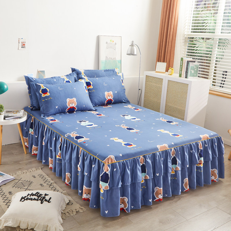 纯棉床裙式床罩单件全棉防尘保护套1.5m/1.8米防滑床单床笠三件套,床上用品,床裙,淘宝优惠券,粉丝福利购,淘宝优惠卷