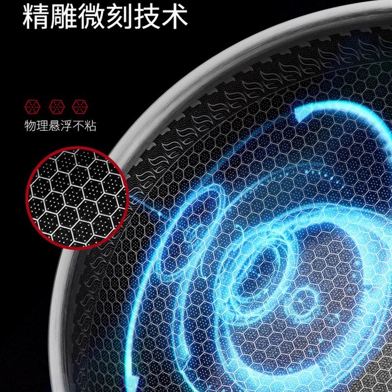 欧美达316不锈钢平底锅不粘层炒菜煎锅物理不粘煎鸡蛋牛排烙饼锅