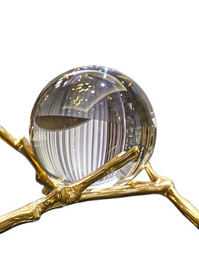 轻奢纯铜招财水晶球摆件客厅电视柜酒柜办公室乔迁礼品装饰品摆设