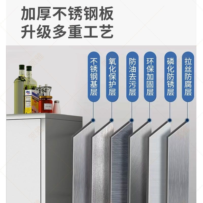 不锈钢餐边柜橱柜家用厨房备餐台客厅碗柜锅具收纳高柜整体装发货